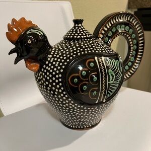 Polka Dot Rooster Ceramic Art Piece